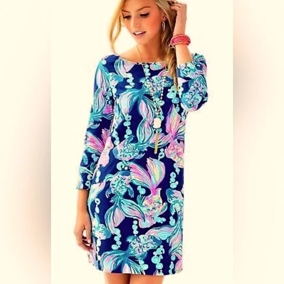 SALE:EUC Lilly Pulitzer MARLOWE T-Shirt Dress-In True Blue Going Coastal - Picture 1 of 16